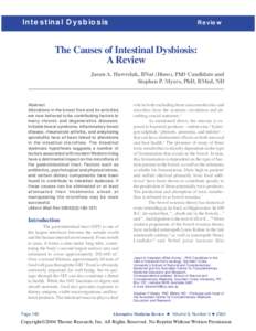 Intestinal Dysbiosis  Review The Causes of Intestinal Dysbiosis: A Review