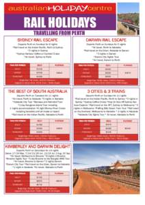 Rail Holidays 2014 ex Perth flyer