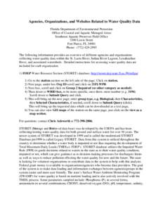 Environmental science / Water management / Water pollution / Water quality / Indian River Lagoon / South Florida Water Management District / Sampling / Port St. Lucie /  Florida / St. Lucie Inlet /  Florida / Geography of Florida / Florida / Water