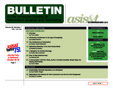 BULLETIN of the American Society for Information Science and Technology Volume 39, Number 1