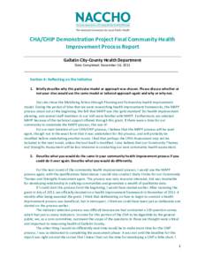 CHA/CHIP Demonstration Project Final Community Health Improvement Process Report Gallatin City-County Health Department Date Completed: December 14, 2012  _________________________________________________________________