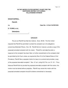 Page 1 of 4  IN THE UNITED STATES DISTRICT COURT FOR THE NORTHERN DISTRICT OF FLORIDA TALLAHASSEE DIVISION