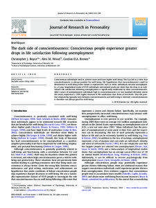 The dark side of conscientiousness: Conscientious people experience greater drops in life satisfaction following unemployment