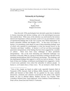 This paper appeared in The Oxford Handbook of Rationality, ed. by Alfred R. Mele & Piers Rawling  (Oxford: 2004), pp. 279‐300.       