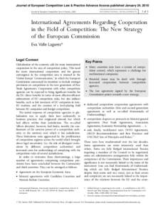 Journal of European Competition Law & Practice Advance Access published January 24, 2010 Journal of European Competition Law & Practice, 2010 INTERNATIONAL DEVELOPMENTS  1 of 3