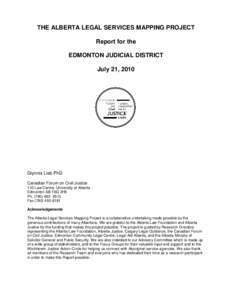 Alberta Legal Services Mapping Project: Report for the Edmonton Judicial District