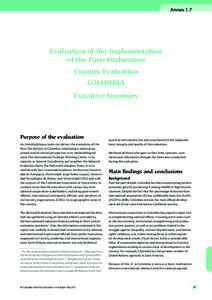 Annex 1.7  Evaluation of the Implementation of the Paris Declaration Country Evaluation COLOMBIA