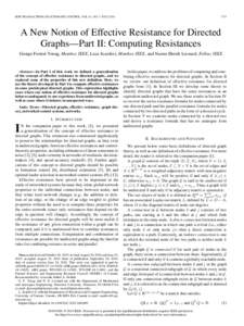 IEEE TRANSACTIONS ON AUTOMATIC CONTROL, VOL. 61, NO. 7, JULYA New Notion of Effective Resistance for Directed Graphs—Part II: Computing Resistances