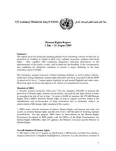 UN Assistance Mission for Iraq (UNAMI)   
	  	     Human Rights Report
