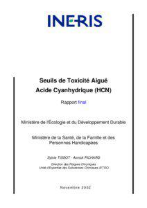 Seuils de Toxicité Aiguë Acide Cyanhydrique (HCN) Rapport final