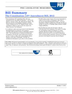 Microsoft Word - Bill Summary -- Constitution 118 Amendment Bill final 2.doc