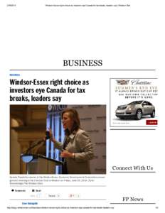 [removed]Windsor-Essex right choice as investors eye Canada for tax breaks, leaders say | Windsor Star BUSINESS BUSINESS