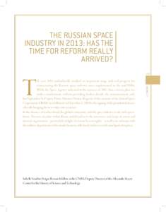 The Russian Space Industry in 2013: Has the Time for Reform Really Arrived?  Isabelle Sourbès-Verger, Research fellow at the CNRS, Deputy Director of the Alexandre-Koyré
