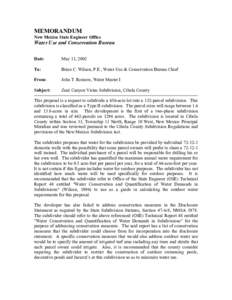 MEMORANDUM New Mexico State Engineer Office Water Use and Conservation Bureau Date: