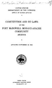 Constitution and Bylaws of the Fort McDowell Mohave-Apache Community