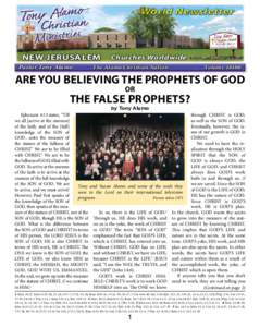 World Newsletter  NEW JERUSALEM Pastor Tony Alamo  Churches Worldwide