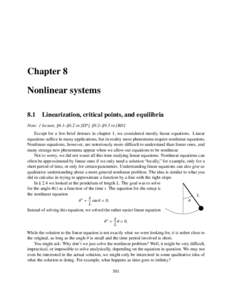 Chapter 8 Nonlinear systems 8.1 Linearization, critical points, and equilibria