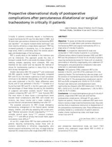 Critical Care and Resuscitation