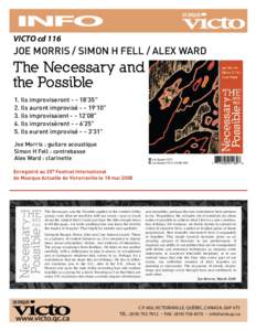 VICTO cd 116  JOE MORRIS / SIMON H FELL / ALEX WARD The Necessary and the Possible