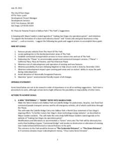 July 29, 2011 The City Of San Diego ATTN: Peter Lynch Development Project Manager Development Services 1222 First Avenue, MS 401