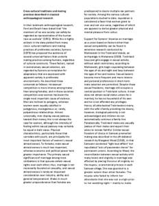 Cross-­‐cultural	
  traditions	
  and	
  mating	
   practices	
  described	
  in	
  classical	
   anthropological	
  research	
     In	
  their	
  landmark	
  anthropological	
  research,	
   Ford	
  