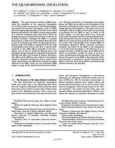 THE QUASI-BIENNIAL OSCILLATION M. P. Baldwin,1 L. J. Gray,2 T. J. Dunkerton,1 K. Hamilton,3 P. H. Haynes,4 W. J. Randel,5 J. R. Holton,6 M. J. Alexander,7 I. Hirota,8 T. Horinouchi,9 D. B. A. Jones,10