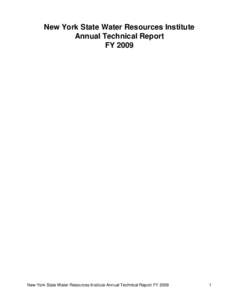 New York State Water Resources Institute Annual Technical Report FY 2009 New York State Water Resources Institute Annual Technical Report FY 2009