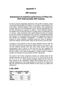 Comparison of results for minewaste samples analysed by GSI and OMAC