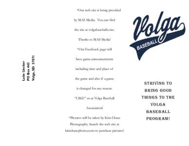 Volga Baseball Associaiton panphlet