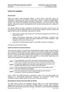 Environmental Management Information and ISO14001 EMS Support for Hong Kong SMEs (EPD Tender Ref. UA[removed]Review Report – Supply Chain Pressures For Environmental Management and EMS