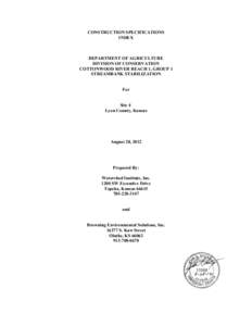 CONSTRUCTION SPECIFICATIONS INDEX DEPARTMENT OF AGRICULTURE DIVISION OF CONSERVATION COTTONWOOD RIVER REACH 1, GROUP 1