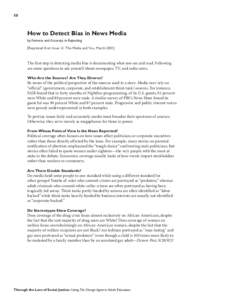 50  How to Detect Bias in News Media by Fairness and Accuracy in Reporting [Reprinted from Issue 12: The Media and You, March 2001]