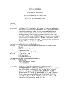 CITY OF NEWTON IN BOARD OF ALDERMEN LAND USE COMMITTEE AGENDA TUESDAY, NOVEMBER 17, [removed]:45 PM