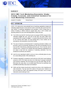 SURVEY 2012 CMO Tech Marketing Barometer Study: Trends, Forecast, and Essential Guidance for