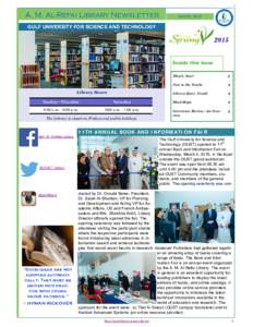 A. M. Al-Refai Library Newsletter  April 02, 2015 GULF UNIVERSITY FOR SCIENCE AND TECHNOLOGY