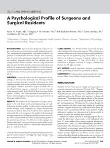 A Psychological Profile of Surgeons and Surgical Residents