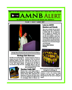 AMNB c/o the New Brunswick Museum • 277, Douglas Ave • Saint John • NB • E2K 1E5  AMNB Alert The Newsletter of the Association Museums New Brunswick Volume 1 issue 2 summer 2007