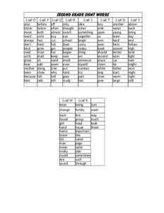 Second Grade Sight Words List O also letter move word