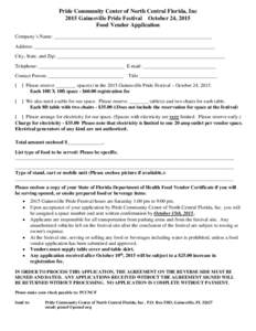 Microsoft Word - Gainesville Pride Festival Food & Beverage Vendor Application 2015