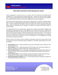 What Makes Automation Project Management Unique