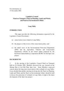 For information on 27 November 2001 Legislative Council Panel on Transport, Panel on Planning, Lands and Works, and Panel on Environmental Affairs