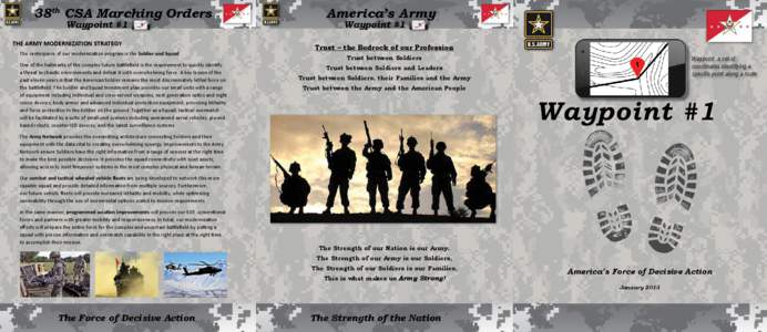 38th CSA Marching Orders Waypoint #1 THE ARMY MODERNIZATION STRATEGY The centerpiece of our modernization program is the Soldier and Squad. One of the hallmarks of the complex future battlefield is the requirement to qui