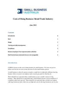 Submission DR20 - Council of Small Business of Australia (COSBOA) - Costs of Doing Business: Retail Trade Industry - Public inquiry