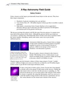 Chandra X-Ray Observatory  X-Ray Astronomy Field Guide Galaxy Clusters Galaxy clusters are the largest gravitationally bound objects in the universe. They have three major components: