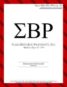 Sigma Beta Rho Fraternity, Inc 1 Rockefeller Plaza; UPS Box 107; New York, NY[removed]Official Document National Executive Board[removed]
