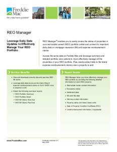 REO Manager Leverage Daily Data Updates to Effectively Manage Your REO Portfolio