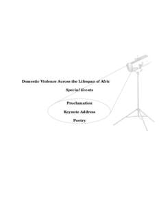 Domestic Violence Across the Lifespan of African Americans: Special Events Proclamation Keynote Address Poetry