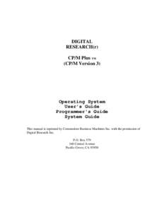 DIGITAL RESEARCH(r) CP/M Plus TM (CP/M Version 3)  Operating System