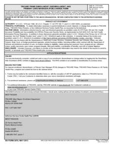 DD Form 2876, TRICARE Prime Enrollment, Disenrollment, and PCM Change Form, [removed]draft