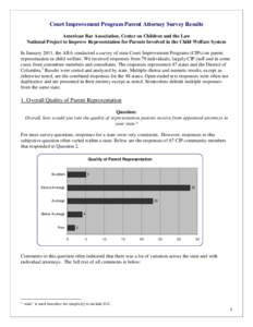 Court Improvement Program Parent Attorney Survey Results American Bar Association, Center on Children and the Law National Project to Improve Representation for Parents Involved in the Child Welfare System In January 201